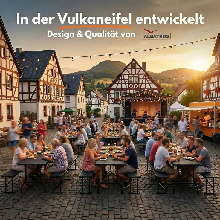Albatros Buffettisch Klapptisch Schwarz/Rattan – robuste Konstruktion klappbar und hohe Tragkraft –für bis zu 10 Personen – für Bierzelt mit Tragegriff – Bild 8