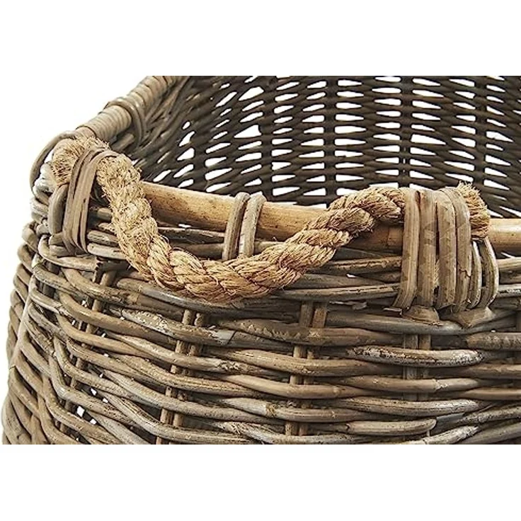 Kobolo Aufbewahrungskorb Korb aus Rattan kubu grey mit Seilgriff oval – Bild 3