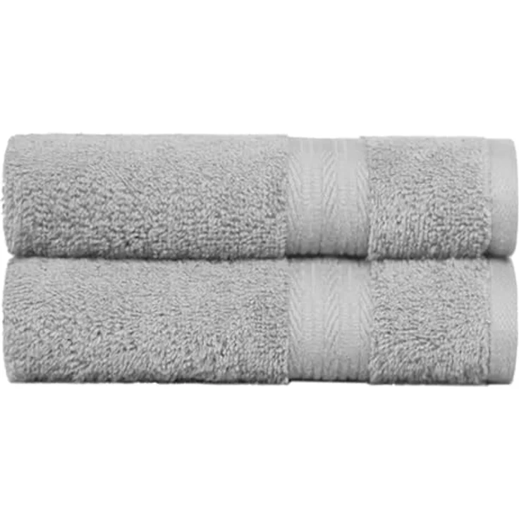 Amazon Basics Handtuch-Set, 100% Baumwolle, Farbecht und Saugfähig, 50cm x 100cm, 2er-Pack, Grau – Bild 2