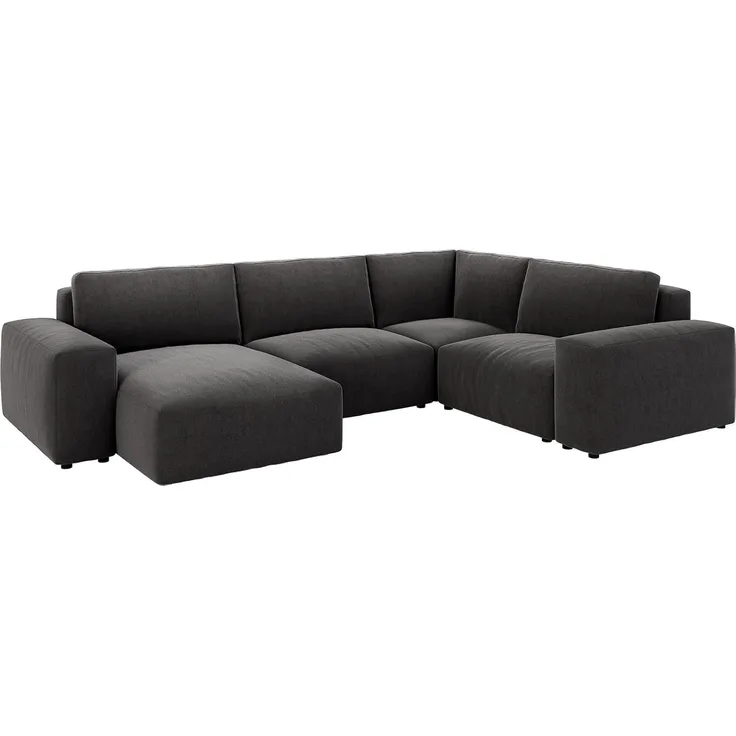 Wohnlandschaft Lanzo 300x210 cm Mikrofaser Schwarz Recamiere variabel