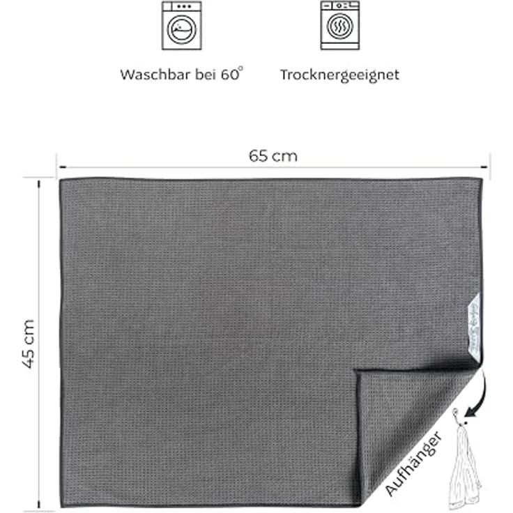 Gräfenstayn Geschirrtuch Geschirrtücher Microfaser saugstark fusselfrei Waffelstruktur, (4-tlg), Geschirrtücher Microfaser, saugstarke & fusselfreie Waffelstruktur – Bild 5