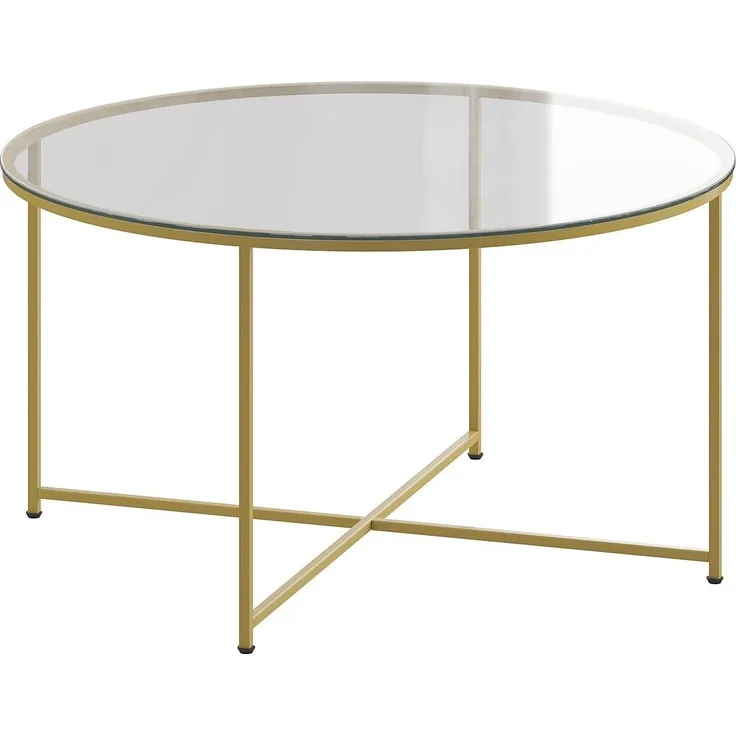 Flash Furniture Couchtisch aus Glas, klar/matt Gold, Coffee Table