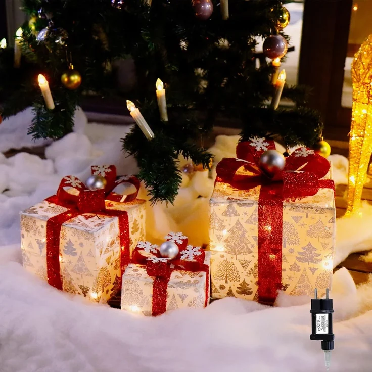 CCLIFE Dekokorb LED Geschenkbox Weihnachten Weihnachtenbox