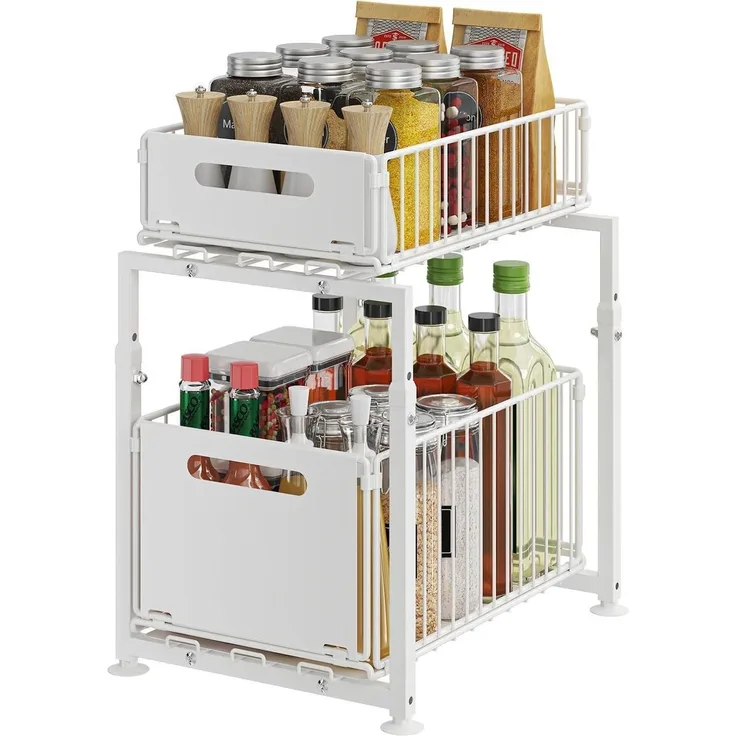 Unterschrank Organizer Metall Unterspüle 2 Etagen Weiß Modell-A