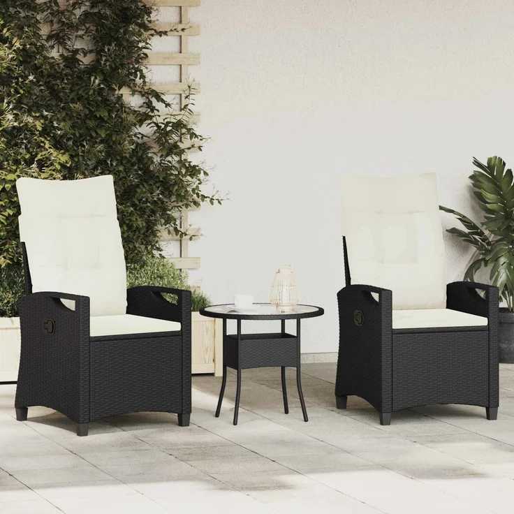 vidaXL Gartenstuhl 2 pcs Schwarz und Creme 56 x 60 x 112 cm 42026830 – Bild 1
