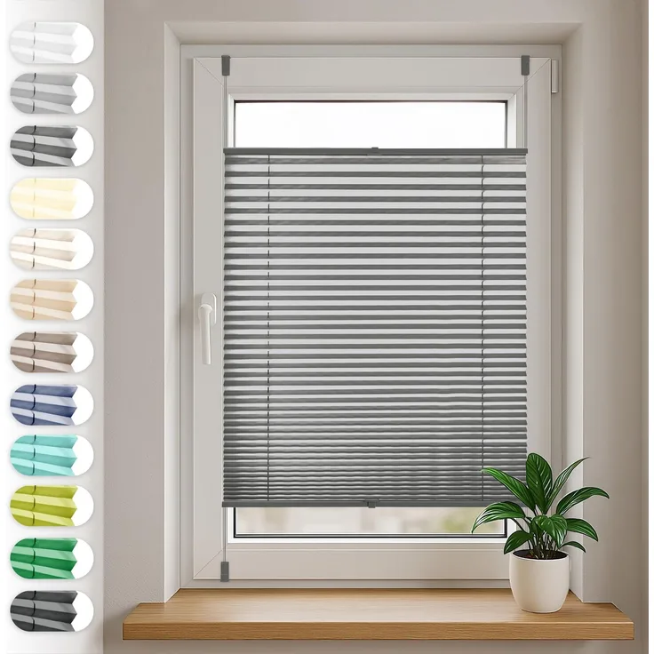 Sonello Plissee Klemmfix ohne Bohren 65cm x 220cm Anthrazit/Dunkelgrau Faltrollo Plisseerollo Jalousie für Tür & Fenster Blickdicht Sichtschutz Sonnenschutz Fertifplissee Rollo