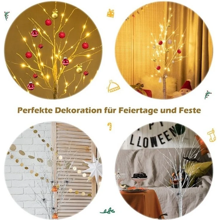 COSTWAY Künstlicher Weihnachtsbaum, 120 cm, mit 48 warmweißen LED-Leuchten – Bild 4