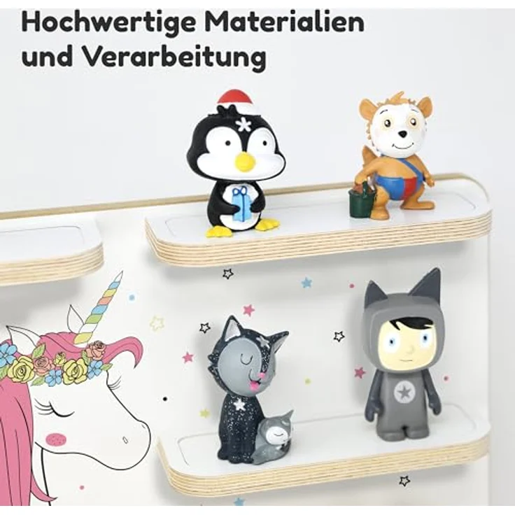 stadtecken Holzregal für Musikbox – Passend für Toniebox & ca. 40 Tonies | Perfekte Aufbewahrung fürs Kinderzimmer | Zum Aufhängen | Erweiterbar (Einhorn ohne Musikbox) – Bild 6