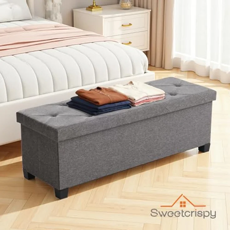 Sweetcrispy Sitzbank mit Stauraum, Dunkelgrau, 110x38x38cm – Bild 7