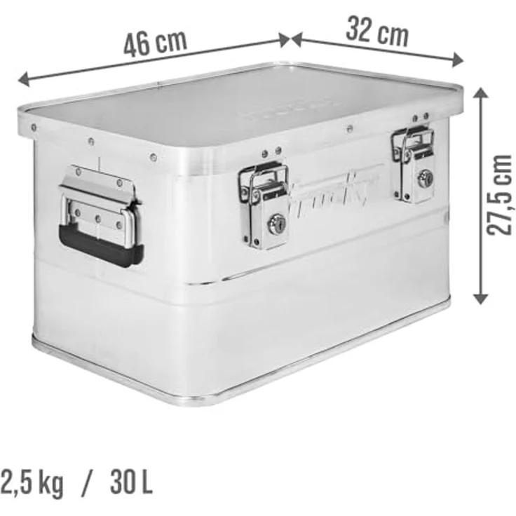 Trucky Allzweckkiste Aluminium Box mit Deckel Silber Alukiste 30 Liter Kiste Abschliessbar – Bild 6