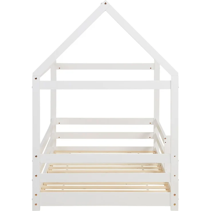 Kinderbett Hausbett mit Rausfallschutz 90x200 cm Bodenbett Montessori Bett Bettenhaus Lattenrost – Bild 8