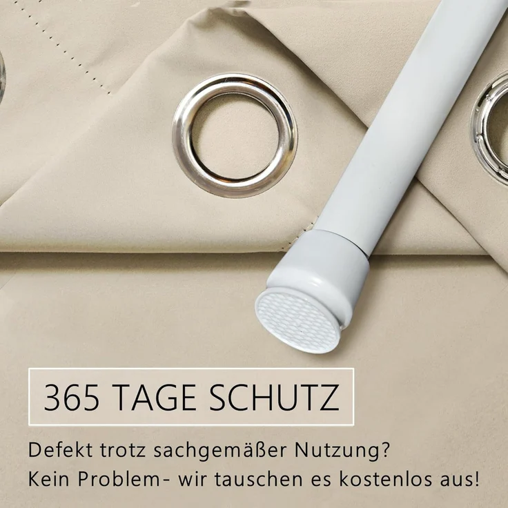 tinycurtains Türvorhang mit Stange weiß 55-90 cm ohne Bohren, Thermo Vorhang Tür, Ösen, abdunkelnd, Polyester, beige Driftwood, Türgardine mit Klemmstange Raumtrenner verdunkelnd – Bild 6
