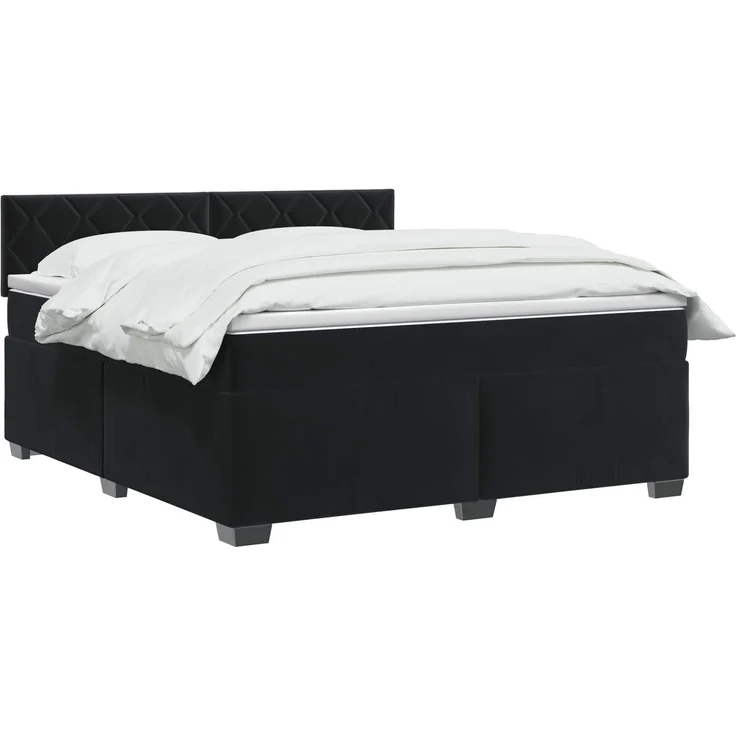 vidaXL Boxspringbett mit Matratze Schwarz 140 x 190 cm Samt 3450718 – Bild 3