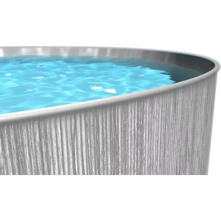 Steinbach 'New Splasher Secure' Stahlwand Swimming Pool, Holzoptik Grau, Ø 350 x 90 cm – Bild 5