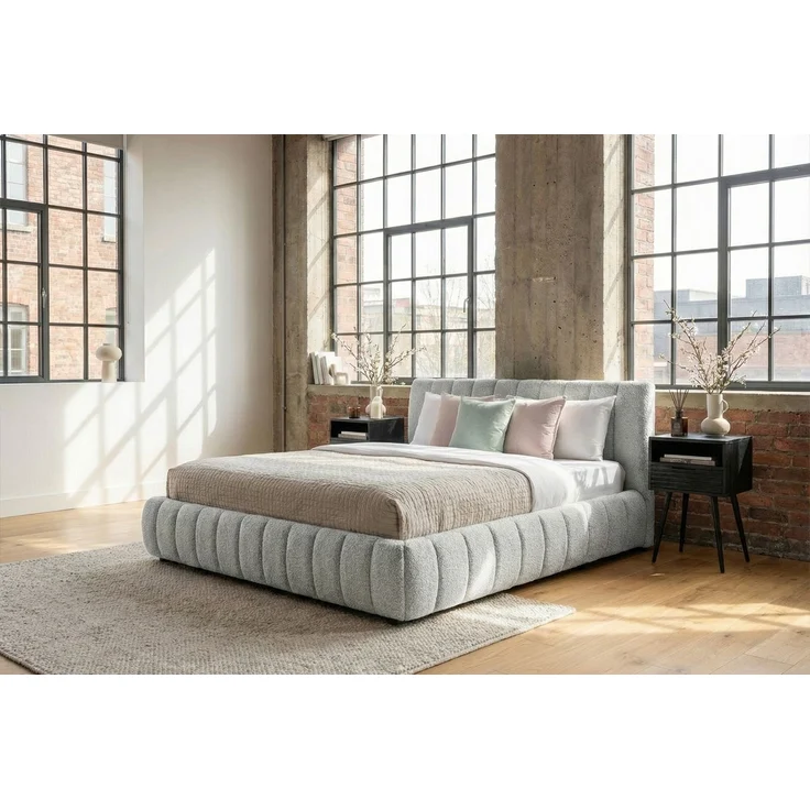 KAWOLA Bett ALIOTTA Polsterbett Stoff grau 160x200 cm mit Lattenrost – Bild 6