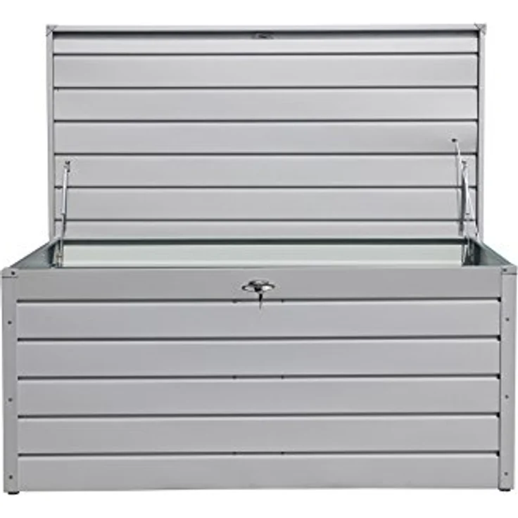 Duramax Palladium Kissenbox aus Metall groß (865 L) mit hydraulischer Gasdruckfeder und abschließbarem Griff mit Schlüssel, Terrassenbox und Gartenmöbelaufbewahrung, silver – Bild 7