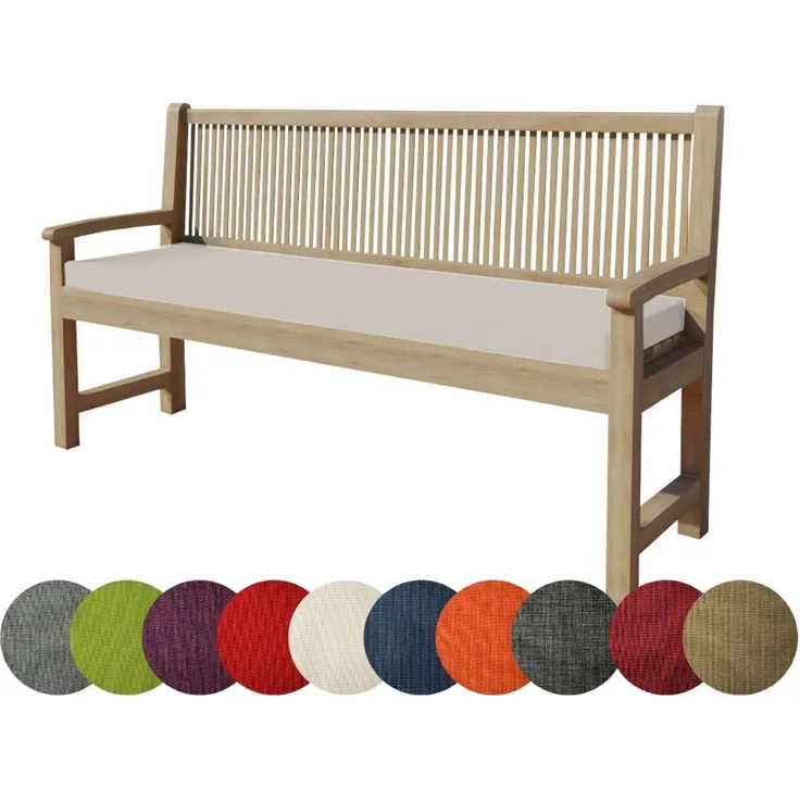 chilly pilley Bankkissen Bankauflage Polsterauflage Reißverschluss mit Schlaufen Kissen für Gartenbank für Gartenmöbel Sitzkissen & Rückenkissen Outdoor (160 x 40 x 5 cm, Cremefarbig)