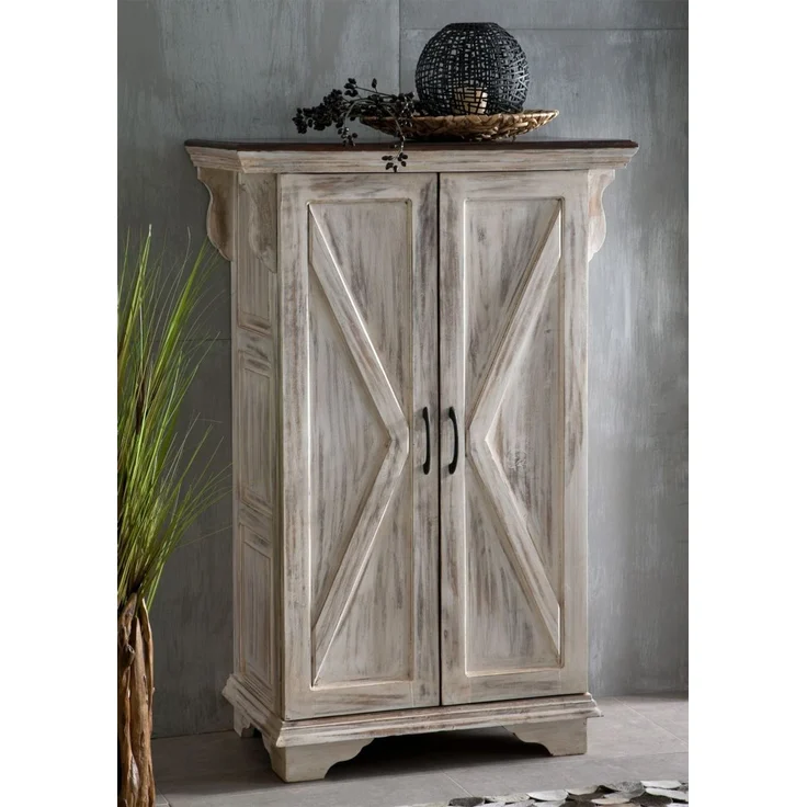 Schrank Mango / Akazie 90x45x135 weiß gewachst CASTLE-ANTIK #267 – Bild 5