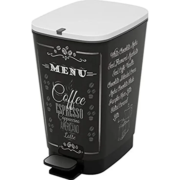 Kiss Kis Abfallbehälter Chic Coffee menu 25 Liter, Plastik, Mehrfarbig, 26. 5x40. 5x45 cm