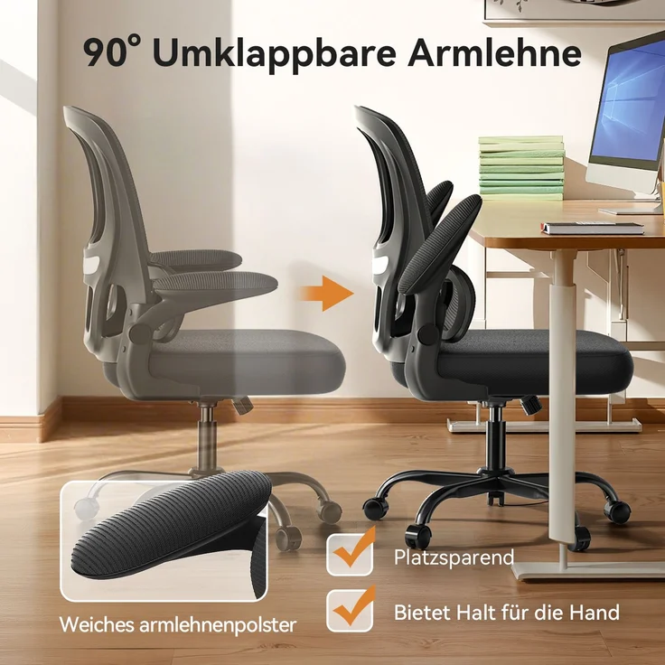 Botifly Ergonomischer Bürostuhl Bürostuhl Mesh Schwarz 50x56x101-111cm – Bild 7