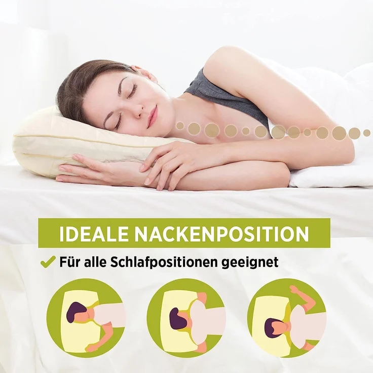 Vitapur KOPFKISSEN ALL SIDES SLEEP Baumwolle/Bambusfasern Natur 40x80 cm (H 40cm x T 80 x B 40 cm) – Bild 3
