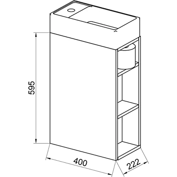 VCM Badmöbelset Lumia, 2-tlg Gäste WC Set mit Waschplatz und hochwertigen Keramikwaschbecken, schmal, ca. H. 70 x B. 40 x T. 22 cm – Bild 3