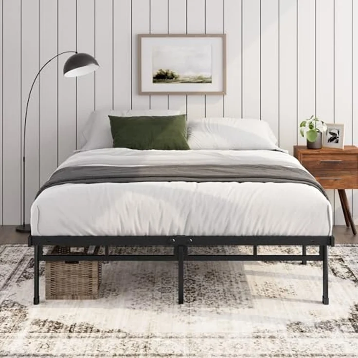 Zinus Justin Bett 140x190 cm – 36 cm Höhe mit Stauraum unter dem Bett – Plattformbett aus Metall – Schwarz – Bild 3
