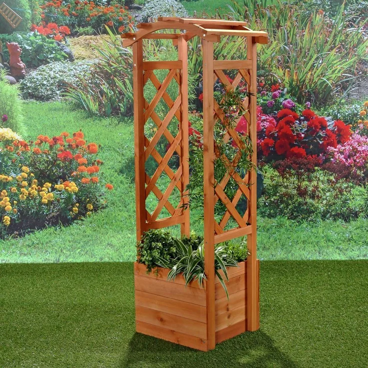 Rankhilfe Pflanzkasten Rosenbogen Pergola Spalier Garten Holz Rankgitter Bogen – Bild 2