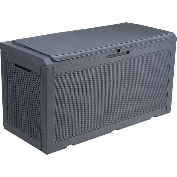 YITAHOME 380 Liter Groß Gartenbox, Wasserdicht Garten Auflagenbox, Abschließbarem Outdoor kissenbox Wetterfest Garten Aufbewahrungsbox für Gartengeräten Poolzubehör Spielzeug, Dunkelgrau