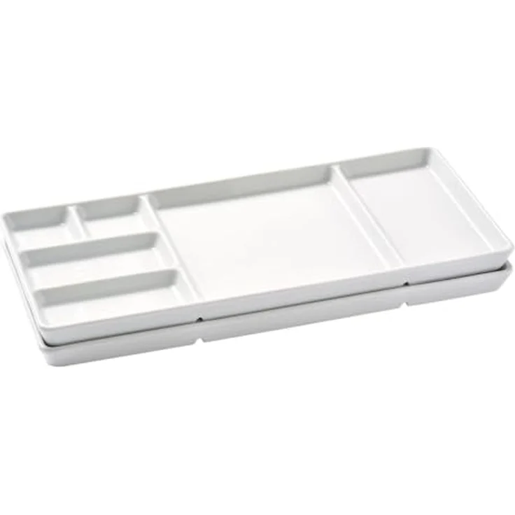 Betty Bossi Servierplatte Gourmet-Teller mit Fächern für Fondue, Raclette, Sushi, BBQ, weiß, Porzellan, (Set, 2-tlg, 2 x Gourmet-Teller), Hochwertige Porzellanteller, perfekt für Weihnachten und Silvester – Bild 1
