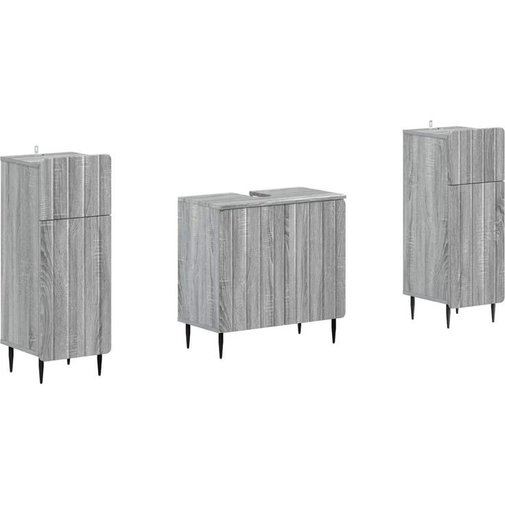 vidaXL 3-teiliges Badezimmer-Schranksystem ZWOLLE 3 stk. Sonoma-Grau 3418005 – Bild 2