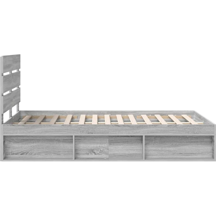 vidaXL Bettrahmen Graues Sonoma 135 x 190 cm Massives Kiefernholz 3411757 – Bild 7