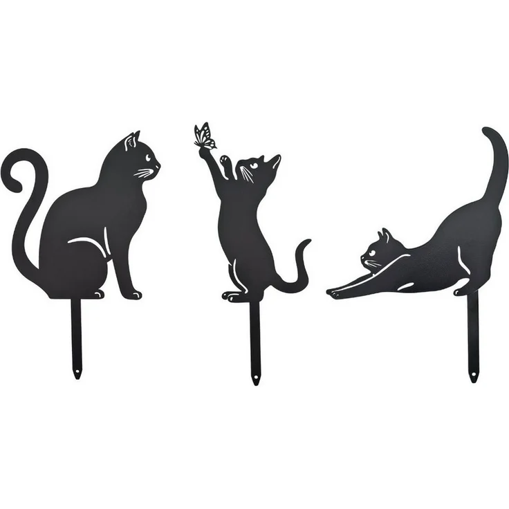 abc HOME Gartenstecker Katzen, Silhouette, 3er Set 3er Set – Bild 1