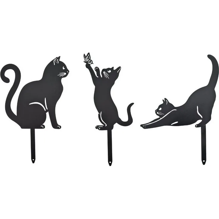 abc HOME Gartenstecker Katzen, Silhouette, 3er Set 3er Set