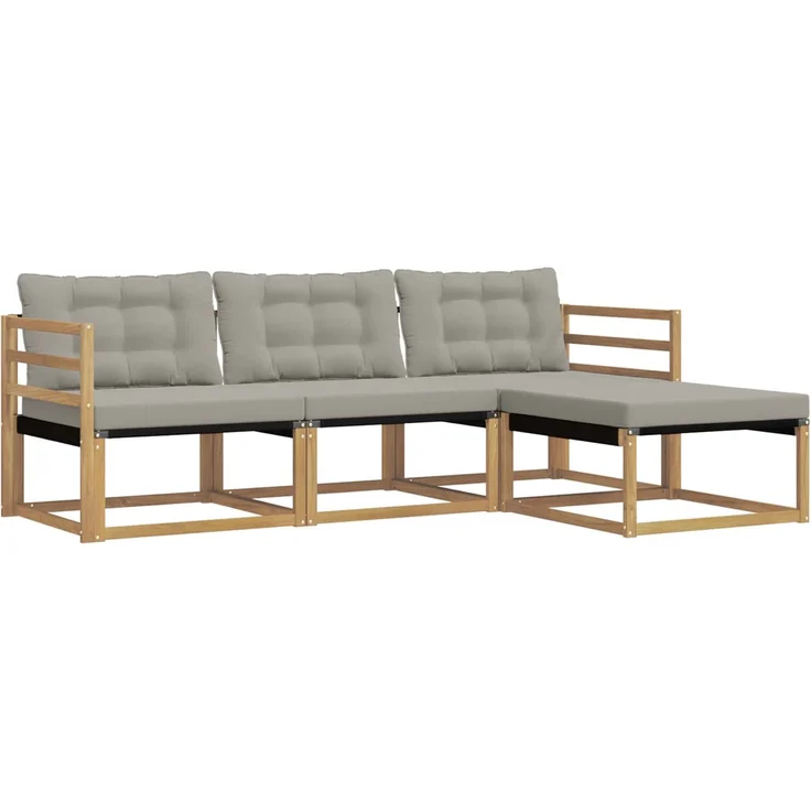 vidaXL Outdoor-Sofagarnitur 4 stk. 4-Sitzer Weiß und Hellgrau 3388553 – Bild 2