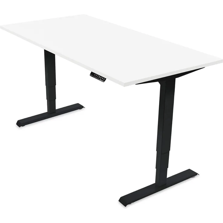 Desktopia Pro - Elektrisch höhenverstellbarer Schreibtisch / Ergonomischer Tisch mit Memory-Funktion, 5 Jahre Garantie - (Weiß, 120x80 cm, Gestell Grau)