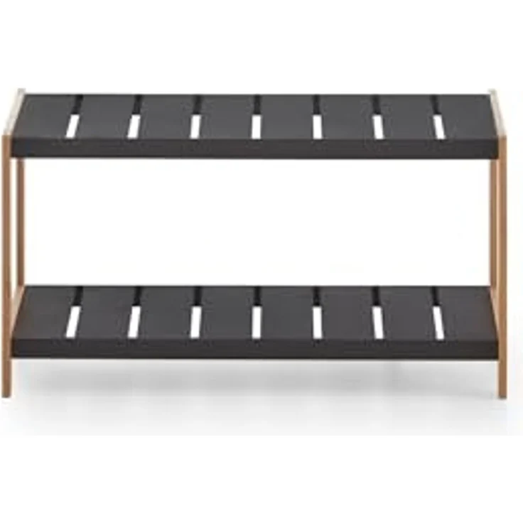 Homes & Jones Schuhregal Francis 69,8x26x36 cm aus schwarzem Holz - Regal mit 2 Ablagen für Schuhe- Kompaktes Schuhregal für Flur, Diele - stilvoll, funktional & platzsparend – Bild 5