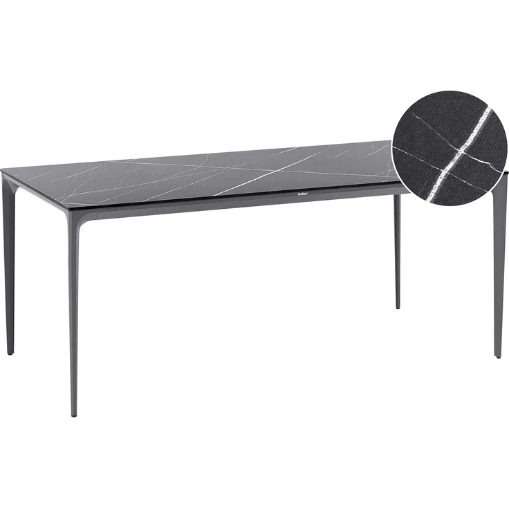 Gartentisch SOVARETO 180 cm 90 cm Marmor Optik Schwarzer Marmor