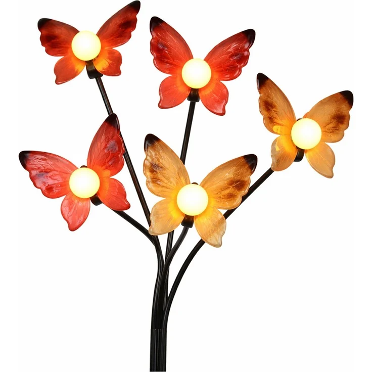 2x LED Solarleuchte, Stecklampe, Schmetterling, H 68 cm – Bild 9