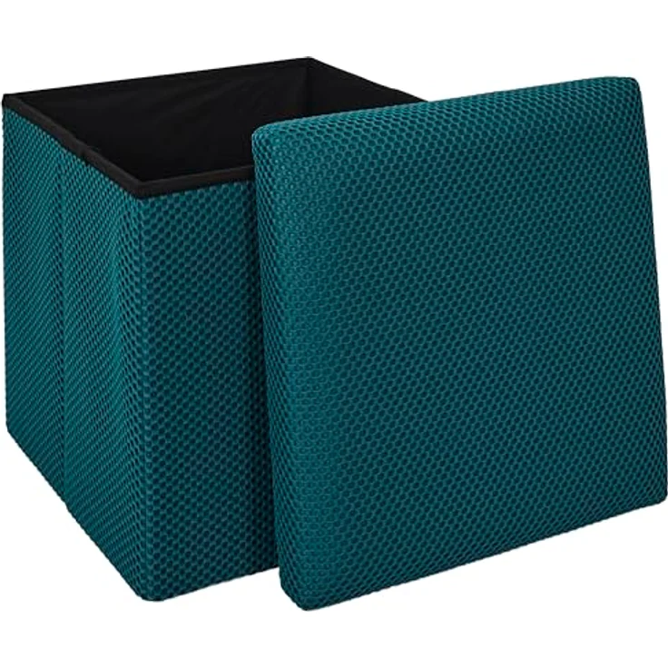 HOME DECO FACTORY, HD0504, Faltbare Ottoman-Truhe, zeitgenössisches Design, multifunktional, praktisch und bequem, ideal für Wohnzimmer oder Schlafzimmer, Größe M, Farbe Blau – Bild 4