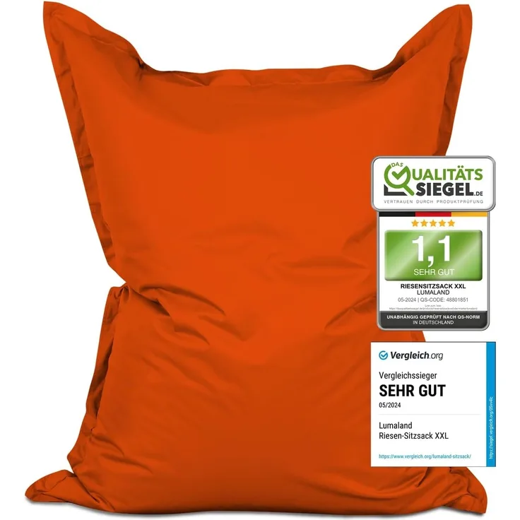 Lumaland 'Luxury' Sitzsack XXL, Orange, Polyester, 380 l