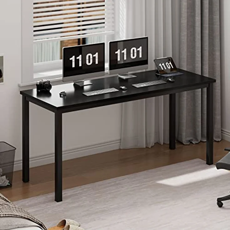 SogesHome Computertisch Schreibtisch 120 x 60 x 75 cm PC Schreibtisch Büro Schreibtisch Workstation für Home Office Verwenden Schreibtisch, Esstisch Konferenztisch, Schwarz,AC3CB-120-SH – Bild 2