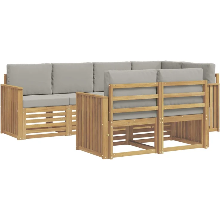 vidaXL Outdoor-Sofagarnitur 7 stk. 7-Sitzer Weiß und Hellgrau 3391991 – Bild 2