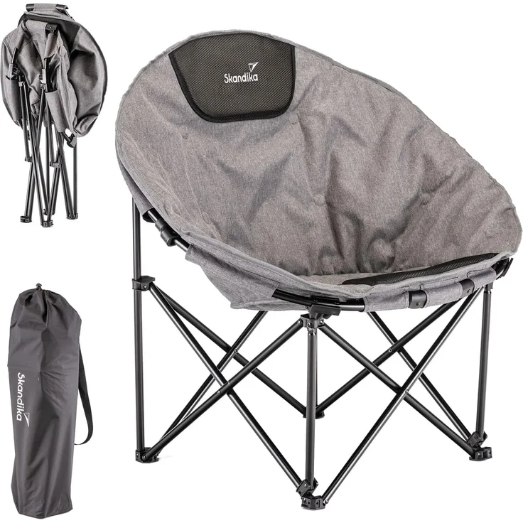 Skandika Campingstuhl Moonchair Kupari, Faltsessel, Gartenstuhl, Klappstuhl bis 150 kg, weich gepolstert, Tragetasche, Große Sitzfläche, bequem, Outdoor – Bild 1