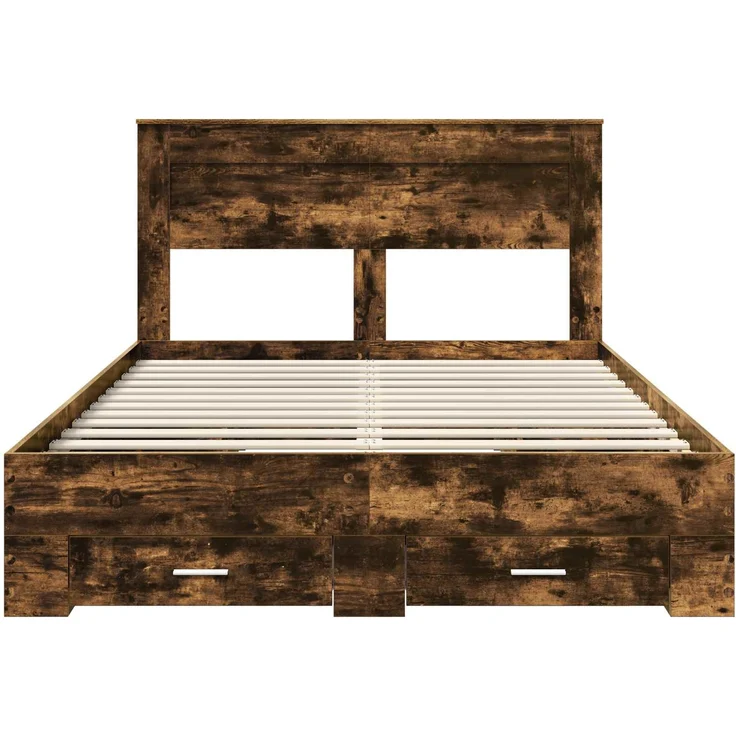 vidaXL Bettrahmen Geräucherte Eiche 140 x 190 cm Holzwerkstoff 3409983 – Bild 7