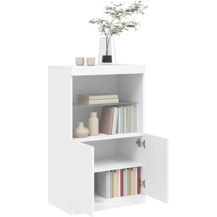 vidaXL Sideboard mit LED-Leuchten Weiß 60,5x37x100 cm 836665 – Bild 5