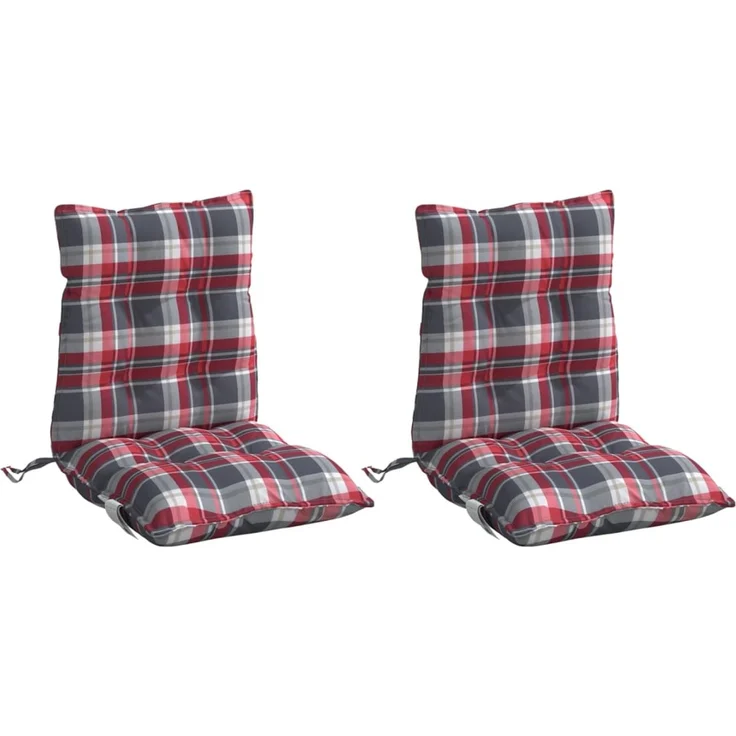 vidaXL Niedriglehner-Auflagen 2 Stk. Rot Karomuster Oxford-Gewebe 377710 – Bild 3