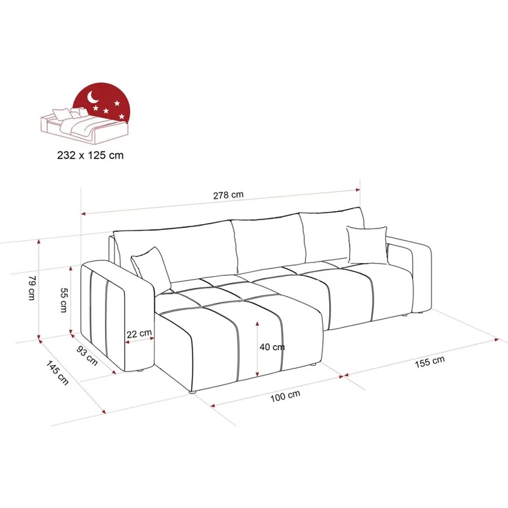 Ecksofa Schlafsofa Sofa LEROS XL in Stoff Manila Creme Ottomane Rechts – Bild 6