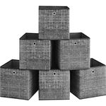 SONGMICS Aufbewahrungsbox, 6er Set, Ordnungsboxen aus Vliesstoff mit Griff, Boxen Aufbewahrung, 33 x 33 x 33 cm, Organizer Box, für Würfelregal, Faltbox, Kleideraufbewahrung, schwarz meliert RFBDE033B01V1