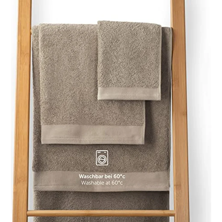 Blumtal Saunatuch, Taupe, 80x200 cm, 100% Baumwolle, Oeko-Tex zertifiziert, 2er Set, mit praktischer Aufhängschlaufe – Bild 6